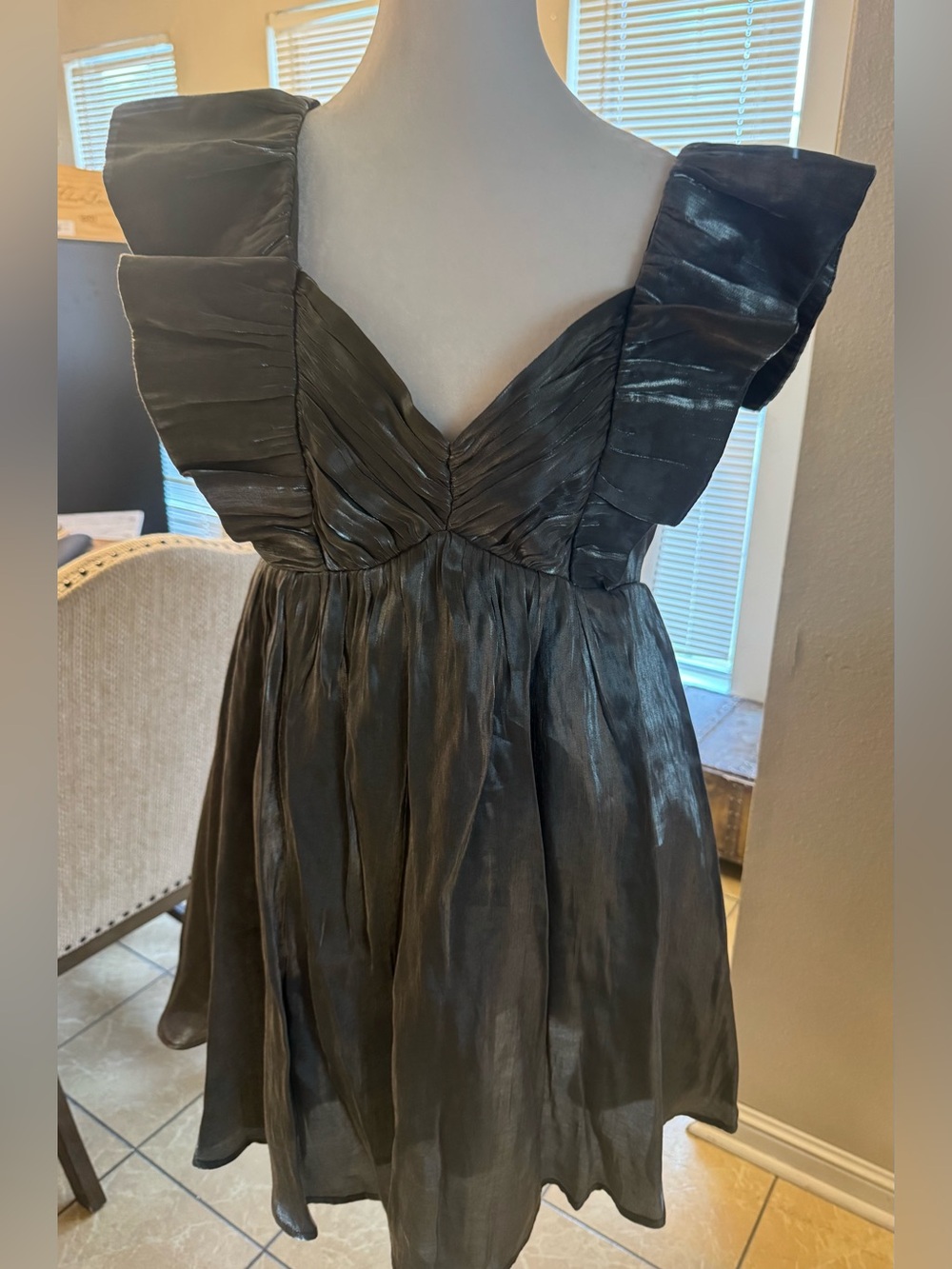 Entro metallic gunmetal silver hoco party dress